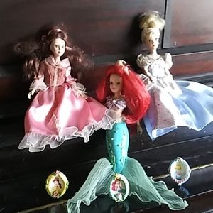 Disney 9" Porcelain Dolls Cinderella Belle Ariel